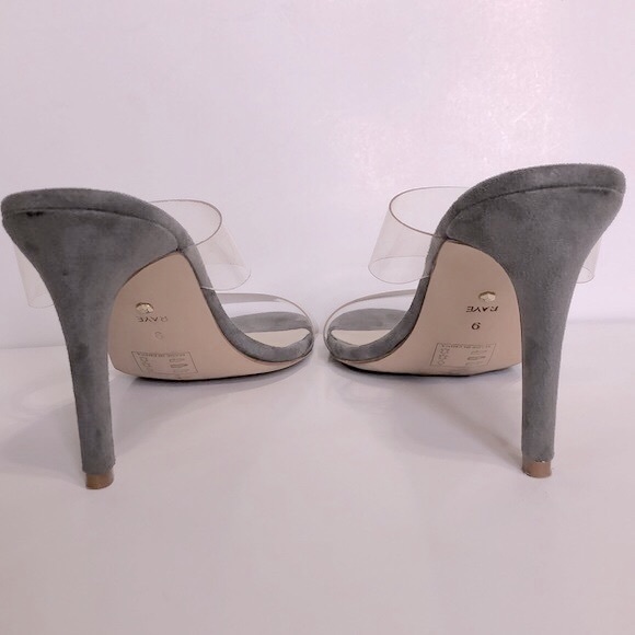 RAYE x Stone Cold Fox ‘Bacall’ Vinyl Strap Open Toe Heels in Smoke Grey - Picture 7 of 10